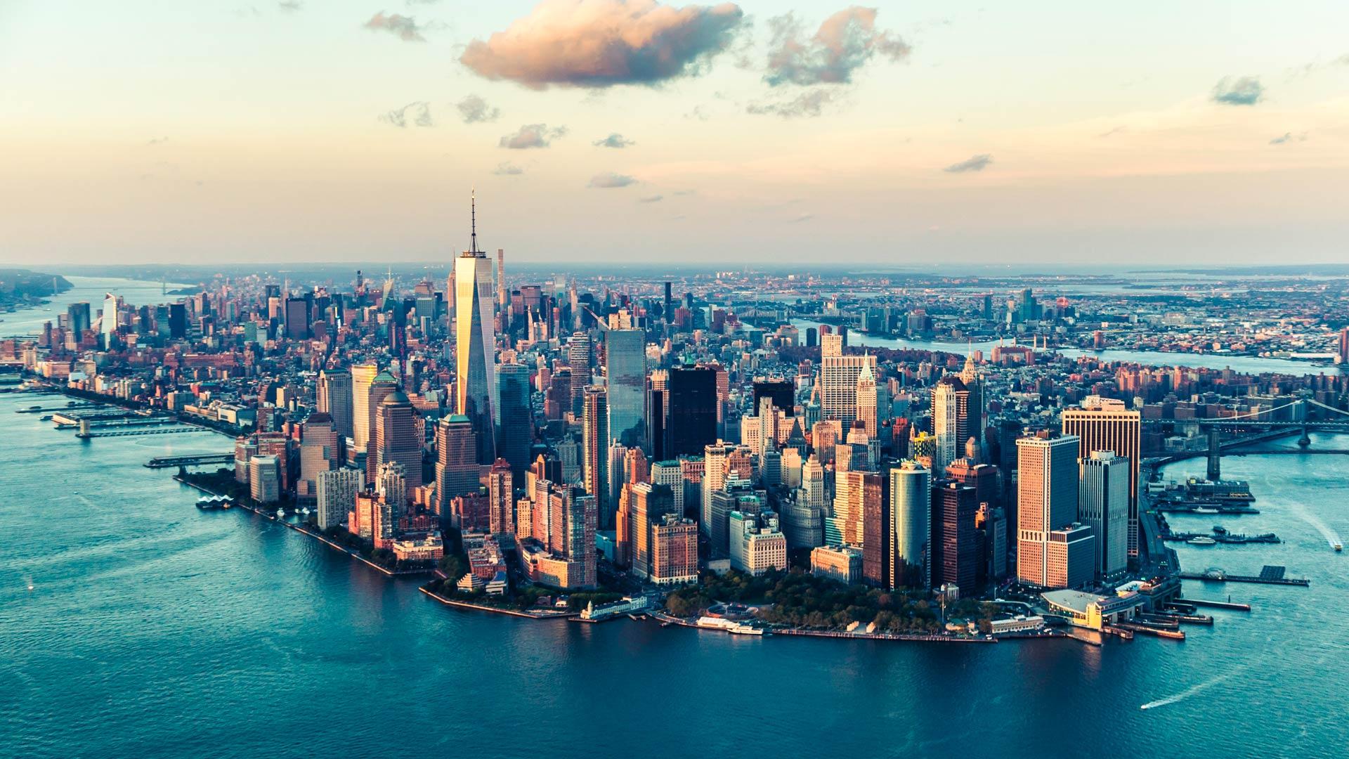 Vue de la ville de New York aux États-Unis depuis l’East River.